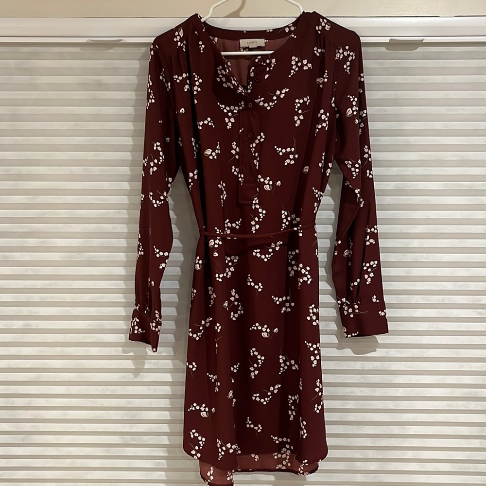 Burgundy Loft Tie-Waist Dress